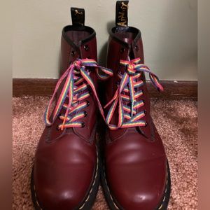 Cherry Red Smooth Leather Lace Up Dr.Martens.